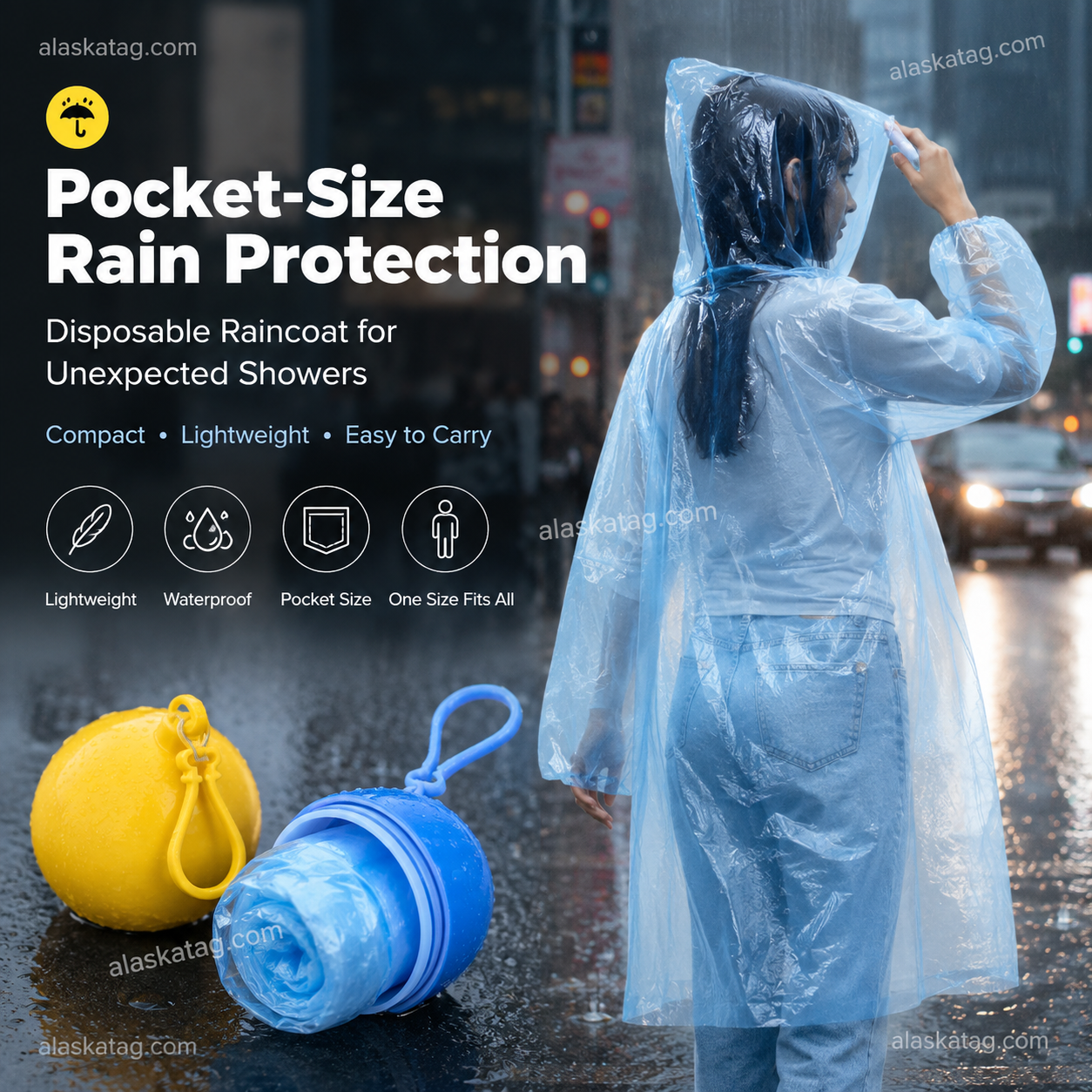 🌧️ -50% | Poncho de pluie jetable format poche – Protection légère contre les averses imprévues