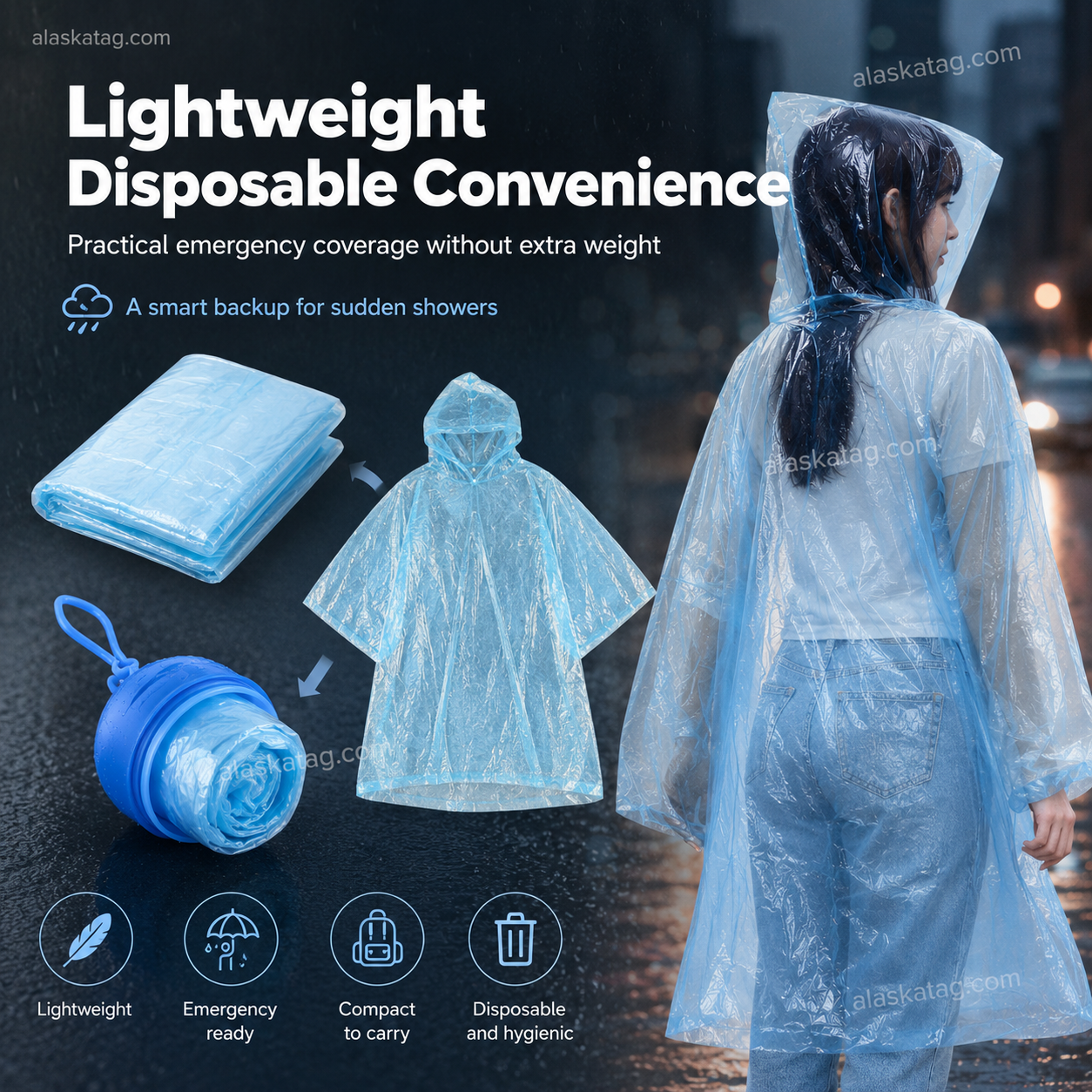 🌧️ -50% | Poncho de pluie jetable format poche – Protection légère contre les averses imprévues