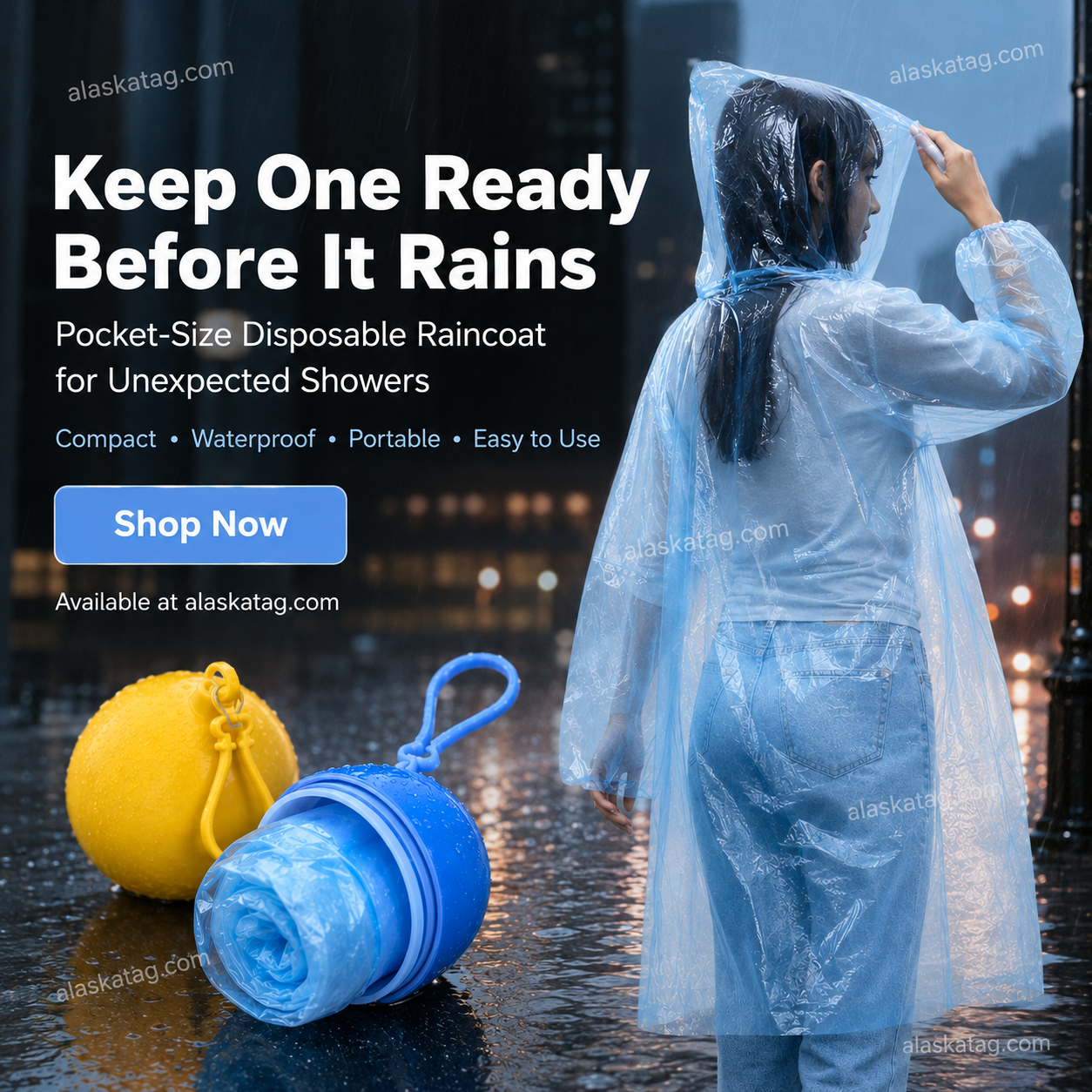 🌧️ -50% | Poncho de pluie jetable format poche – Protection légère contre les averses imprévues