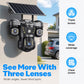 📹🔆 Caméra de sécurité solaire triple objectif – WiFi 2,4 GHz, IP67, surveillance extérieure 24h/24, un gardien autonome qui couvre chaque angle de votre maison, sans fil et sans abonnement 🏠🛡️