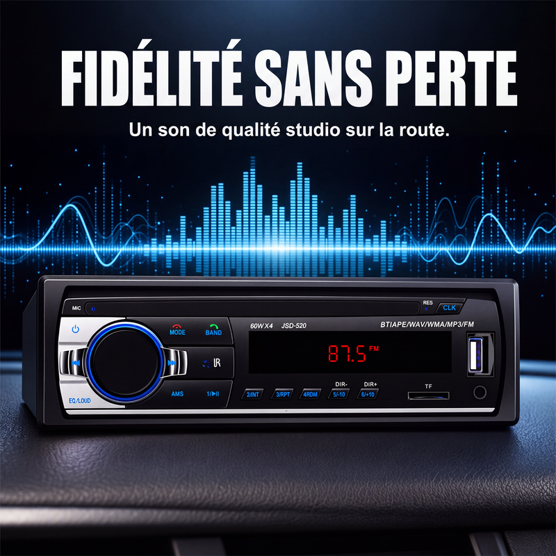 🎵🚗 Autoradio Bluetooth 5.0 – Double USB, son haute qualité, appels mains libres, votre musique et vos conversations en toute clarté, pour une conduite plus sûre et plus agréable 📻✨