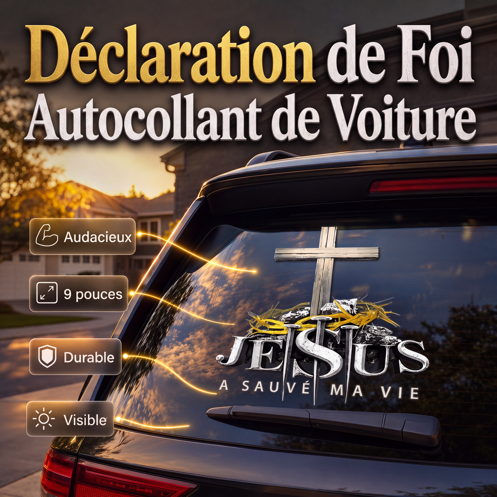 Autocollant vinyle automobile étanche à motif de croix chrétienne