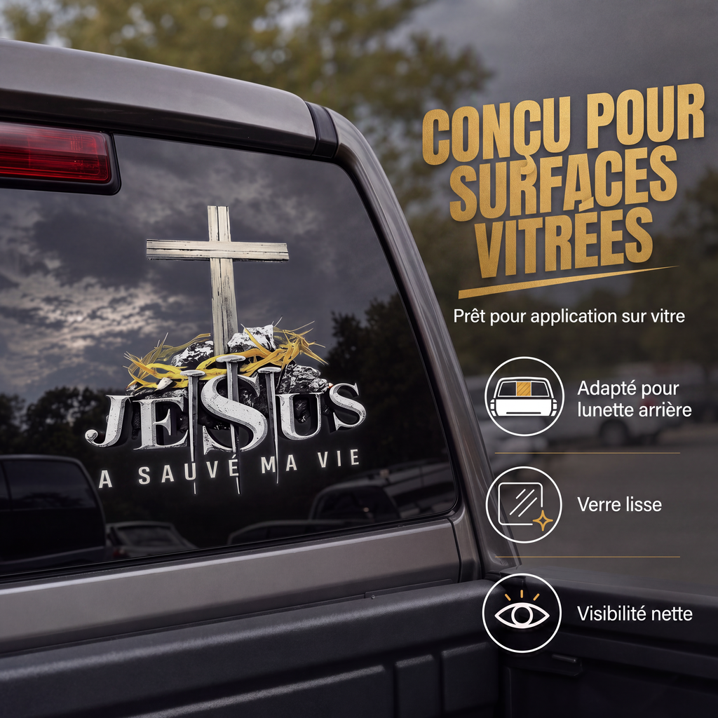 Autocollant vinyle automobile étanche à motif de croix chrétienne