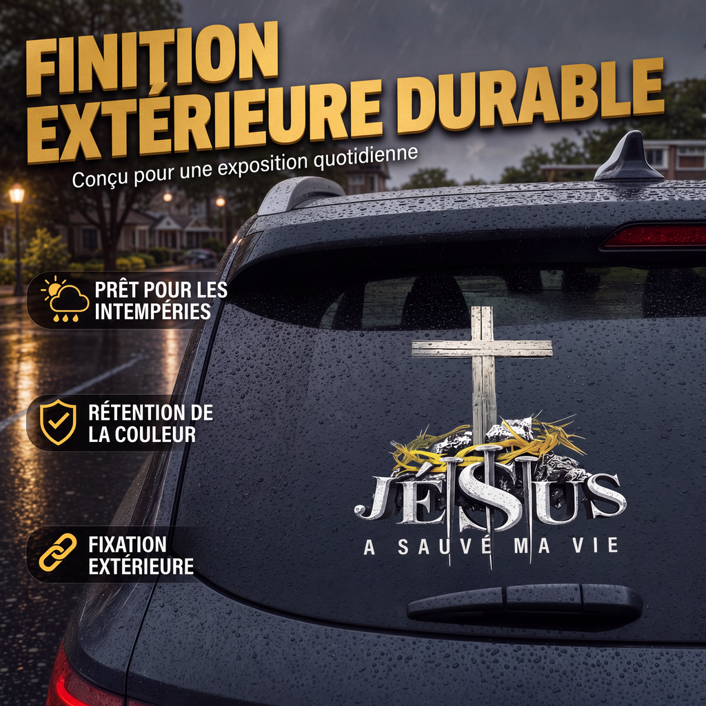 Autocollant vinyle automobile étanche à motif de croix chrétienne