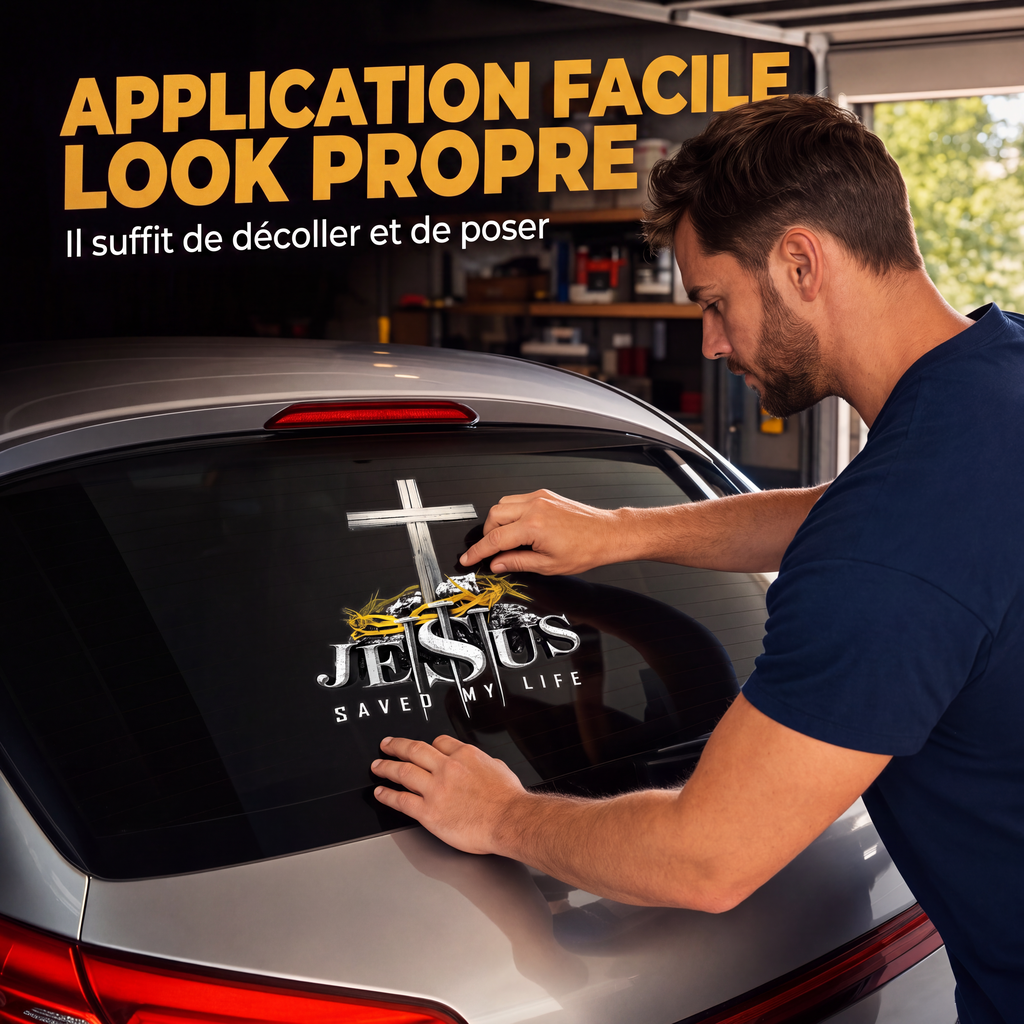 Autocollant vinyle automobile étanche à motif de croix chrétienne