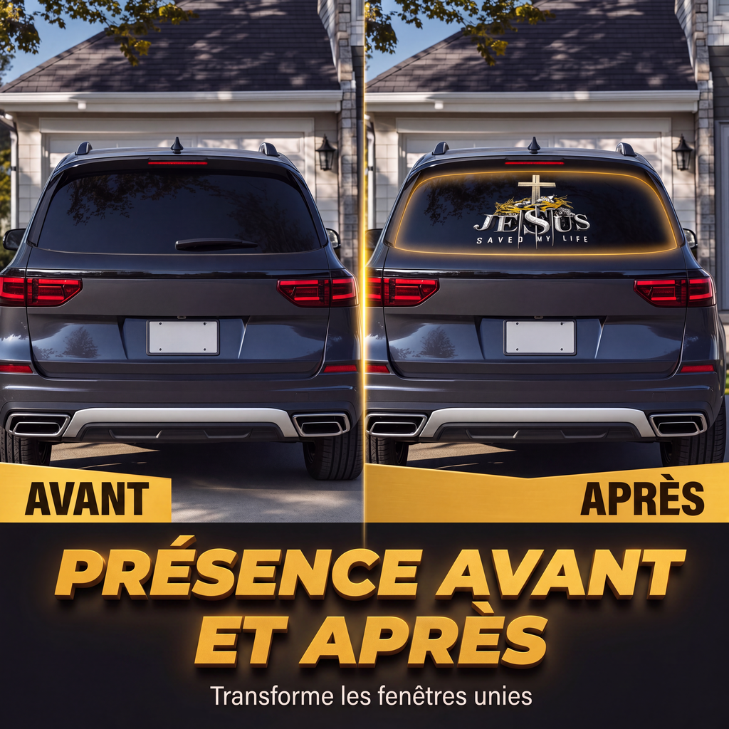 Autocollant vinyle automobile étanche à motif de croix chrétienne
