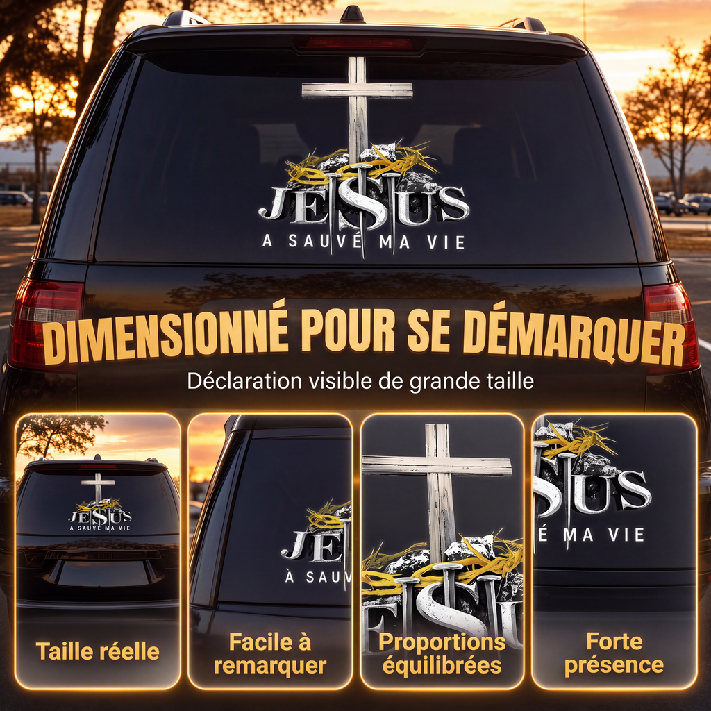 Autocollant vinyle automobile étanche à motif de croix chrétienne