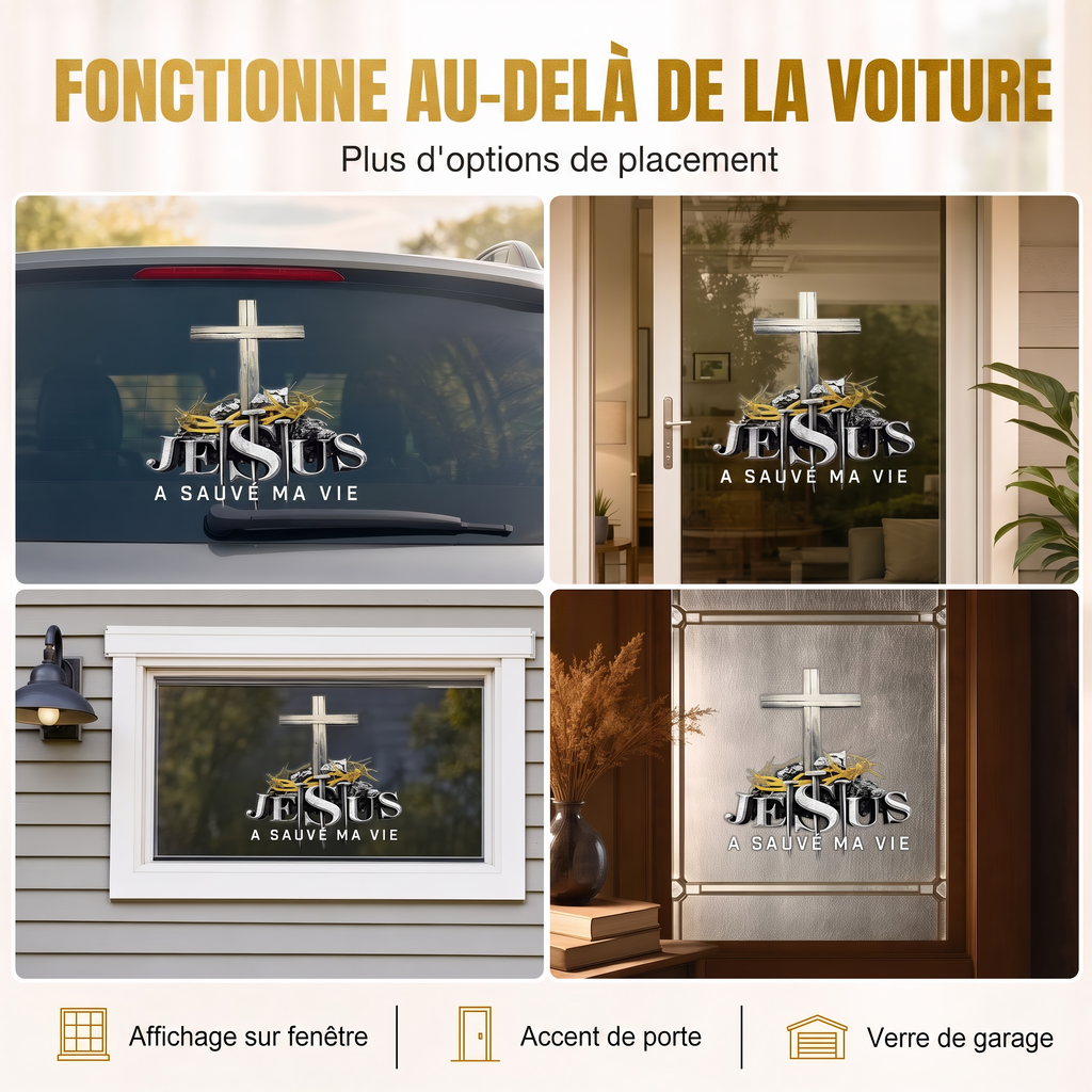 Autocollant vinyle automobile étanche à motif de croix chrétienne