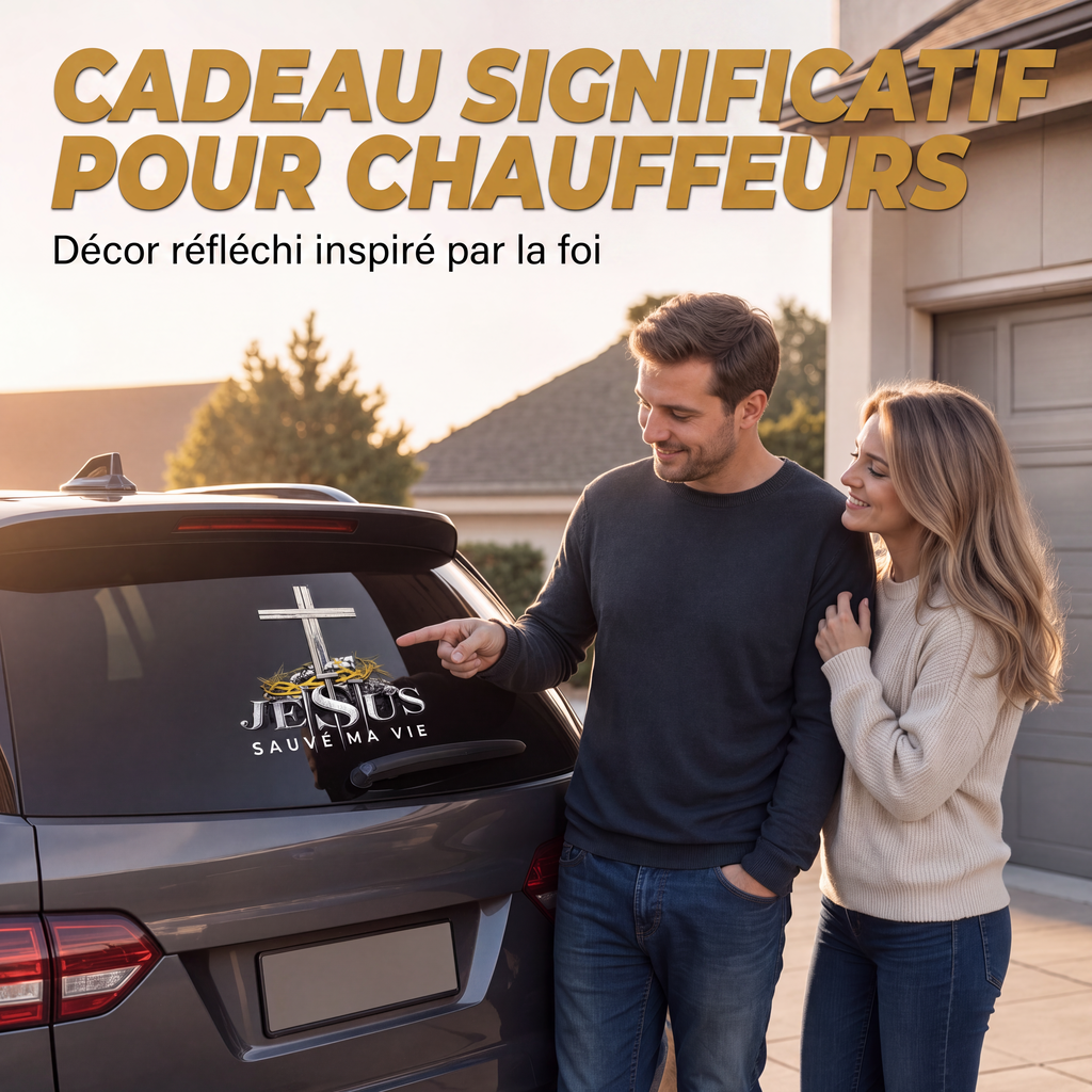 Autocollant vinyle automobile étanche à motif de croix chrétienne