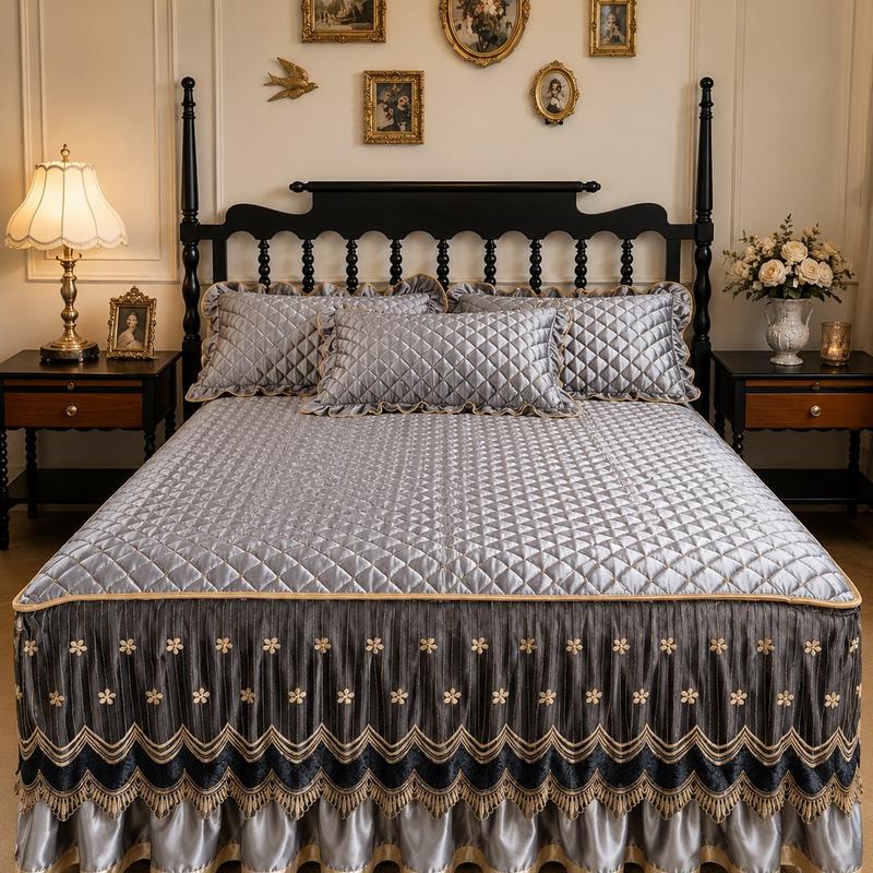 🛏️✨ Cache-sommier matelassé respirant – Tombée 45 cm, sangles élastiques, dissimulez l’espace sous le lit et donnez à votre chambre un fini net et élégant, en 5 couleurs 🎨💛