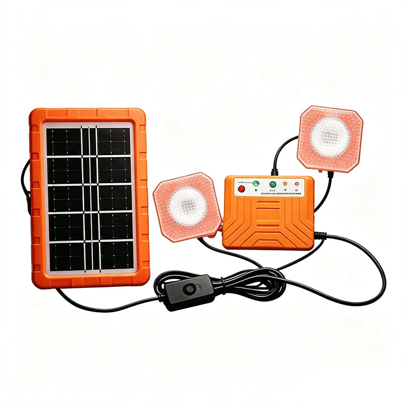 ☀️🔋 Système d'énergie solaire portable – Générateur solaire USB/Type-C avec 2 lampes LED