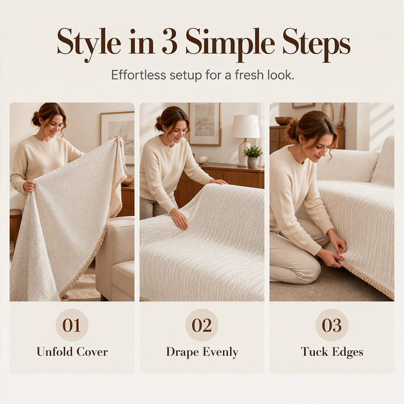 📢📢40% DE RÉDUCTION !! ⏰Housse de Canapé Premium en Chenille Motif Chevron