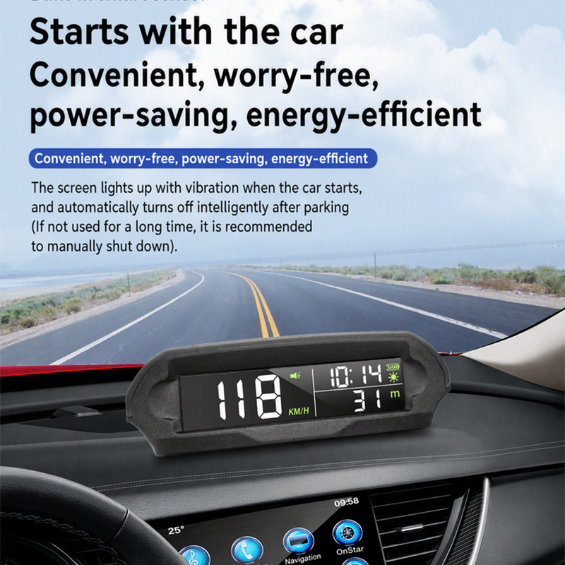 📢📢40 % DE RÉDUCTION !! ⏰HUD Solaire GPS pour Voiture – Double Charge & Détection de Vibration for Vitesse et Heure en Affichage Clair 🚗✨