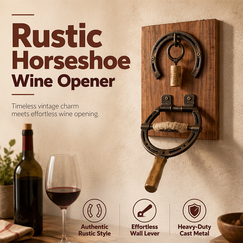 🍷 PROMO LIMITÉE 50% DE RÉDUCTION ! ⚡ Déboucheur à Vin Fer à Cheval Vintage Mural – Décoratif, Facile, Charme Rustique 🥂