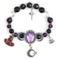 🏷️ PROMO –50 % ⏳ Bracelet Halloween – Perles en strass, charmes sorcière  – Thème violet élégant – Bande élastique durable – Taille ajustable – Idéal pour fêtes et tenues gothiques 🎃🔮✨