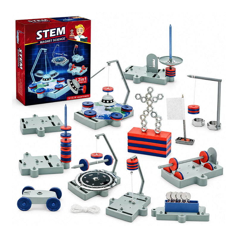 🧲🎓 Kit d’expériences scientifiques magnétiques 12-en-1 – Train Maglev, physique, apprentissage ludique, le coffret parfait pour éveiller la curiosité des enfants et découvrir la magie des aimants 🌟🧒