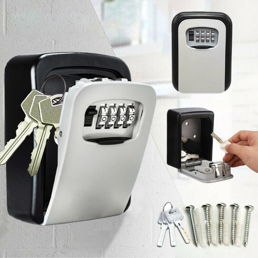 📢📢50 % DE RÉDUCTION !! ⏰ Boîte à clés sécurisée murale – Fini les clés cachées sous le paillasson – Code 4 chiffres réglable, capacité 5 clés – Idéal pour maison, jardin et locations saisonnières 🏠