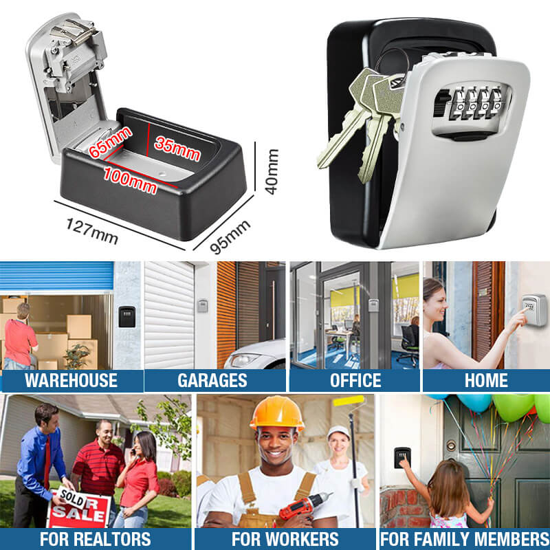 📢📢50 % DE RÉDUCTION !! ⏰ Boîte à clés sécurisée murale – Fini les clés cachées sous le paillasson – Code 4 chiffres réglable, capacité 5 clés – Idéal pour maison, jardin et locations saisonnières 🏠
