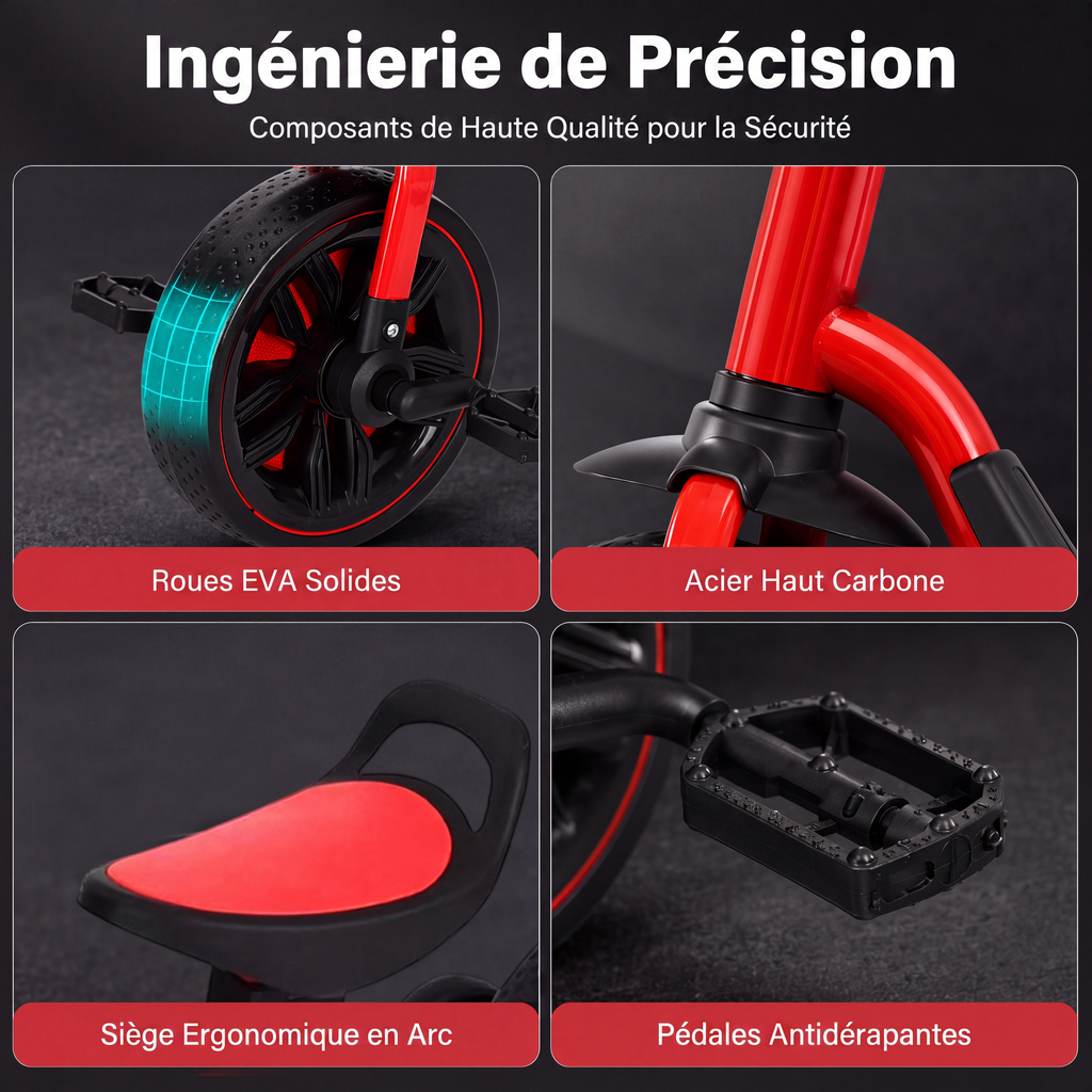 💥 50 % de réduction ! 🚲 Tricycle 3-en-1 pour enfants – poussette, tricycle et draisienne. Léger (2,8 kg) et pliable. Acier au carbone haute résistance, roues en EVA. Pour les enfants de 2 à 6 ans, poids max. 90 kg. Rouge/Bleu/Rose/Jaune 🛡️