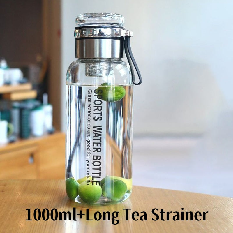 💧 PROMO FLASH : 50% DE RÉDUCTION ! Bouteille en Verre 750/1000 ml – Filtre à Thé Inox & Housse Isolante Anti-Fuite for Hydratation Nomade 🍵✨