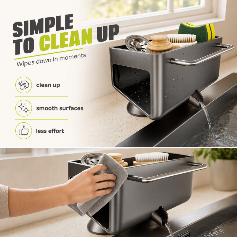 🚰 50% DE RÉDUCTION! 🧼 Organisateur évier inox – Ventouses, robuste & gain de place ✨