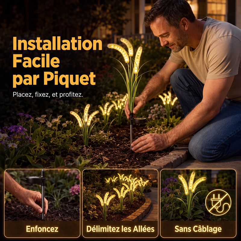 Lumières de jardin décoratives solaires en forme de queue de renard