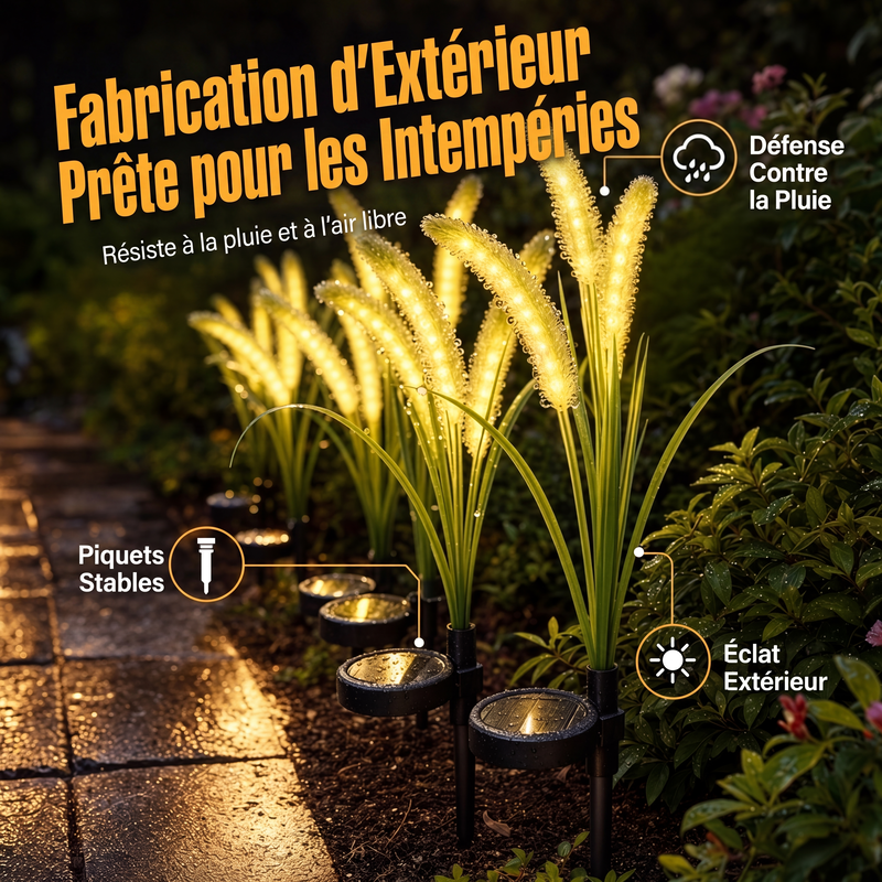 Lumières de jardin décoratives solaires en forme de queue de renard