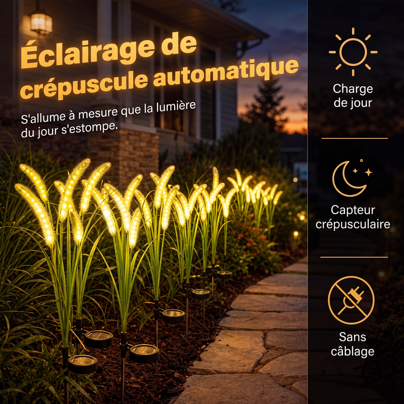 Lumières de jardin décoratives solaires en forme de queue de renard
