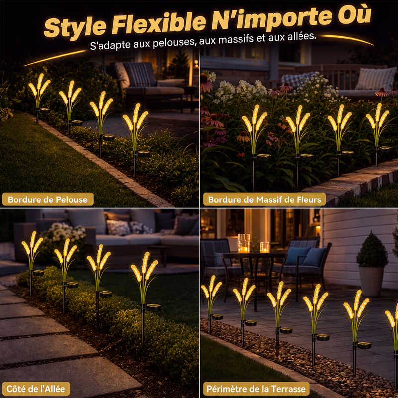 Lumières de jardin décoratives solaires en forme de queue de renard