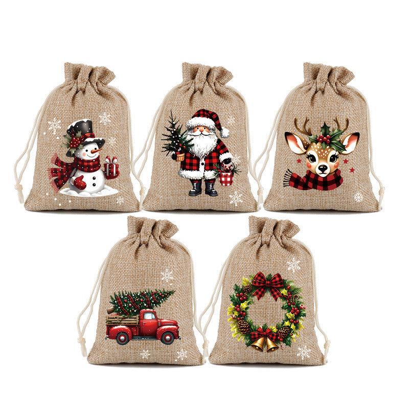 📢📢40 % DE RÉDUCTION !! ⏰ Sacs cadeaux Noël – Imprimés festifs, cordon & réutilisables ✨