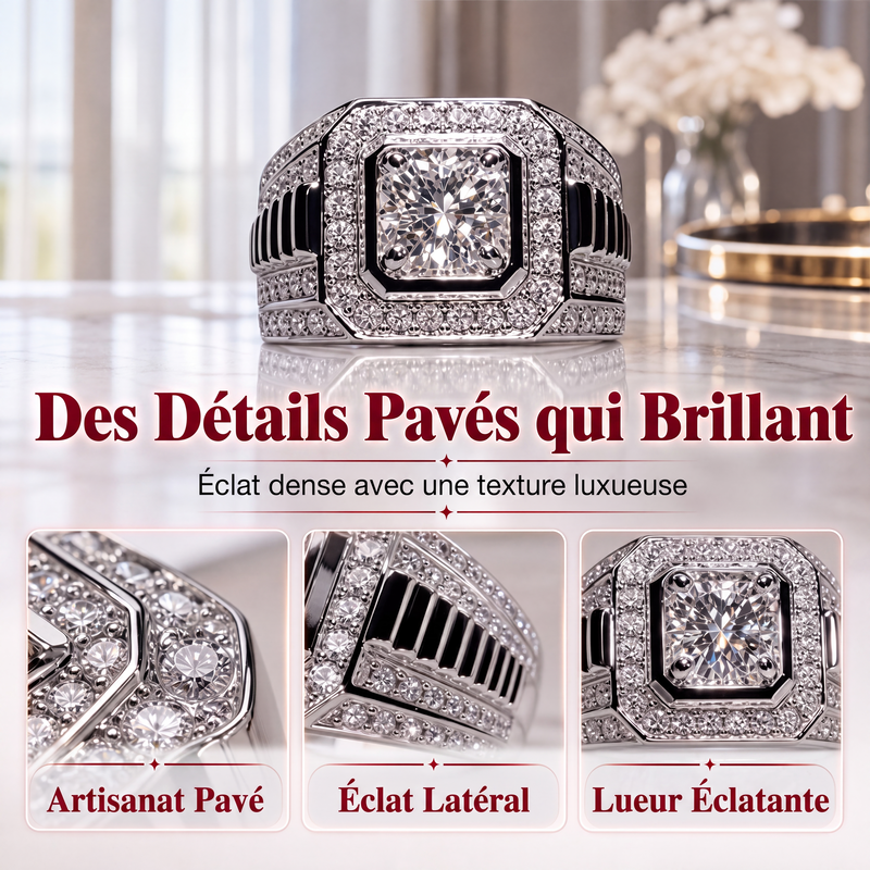 💍 Bague Élégante Carrée à Halo Scintillant ✨