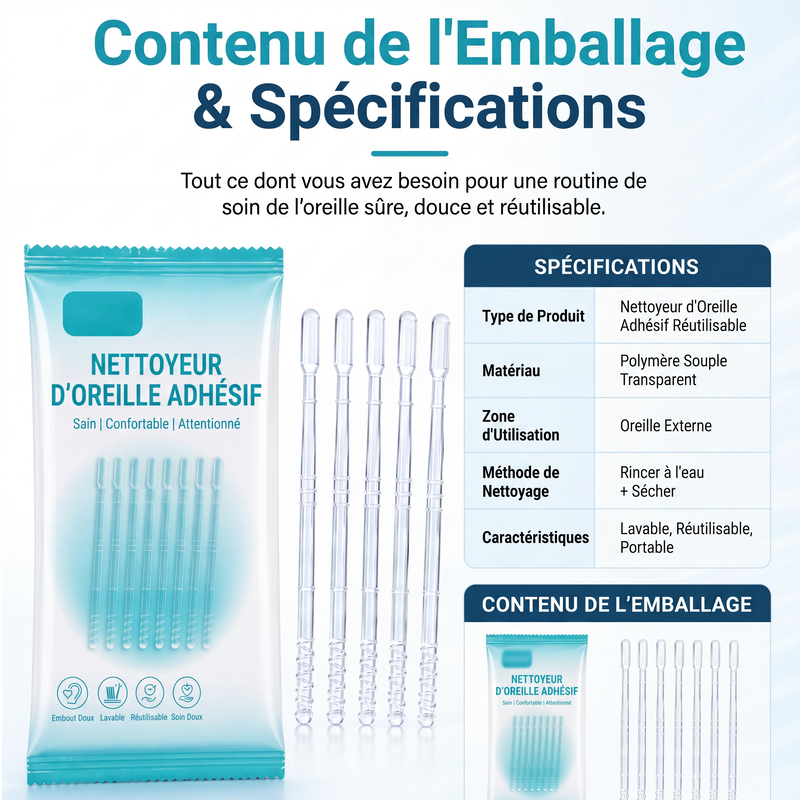👂✨ -60% ! 🪄Bâtonnets de Nettoyage Auriculaire à Adhérence Douce pour Cérumen Sec.