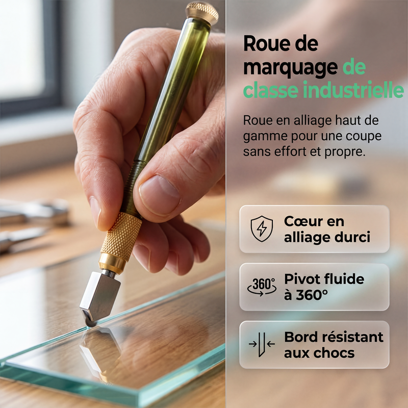 🛠️Coupe-Verre Diamant Professionnel – Molette en Alliage Trempé & Coupes Nettes sur Verre et Carreaux.