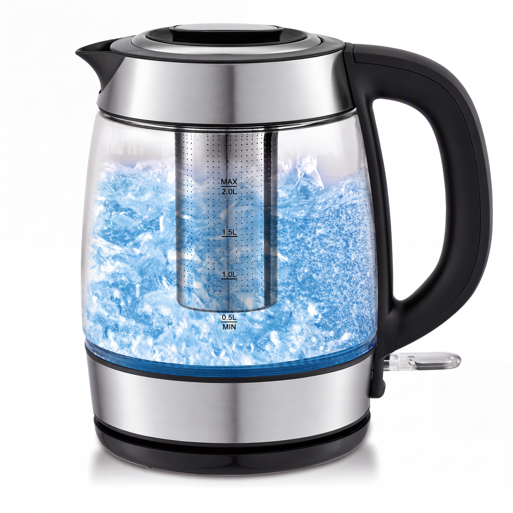 💥 PROMO -50% ! Bouilloire en verre 2L – Sécurisée, Filtre à Thé, Design Épuré ✨