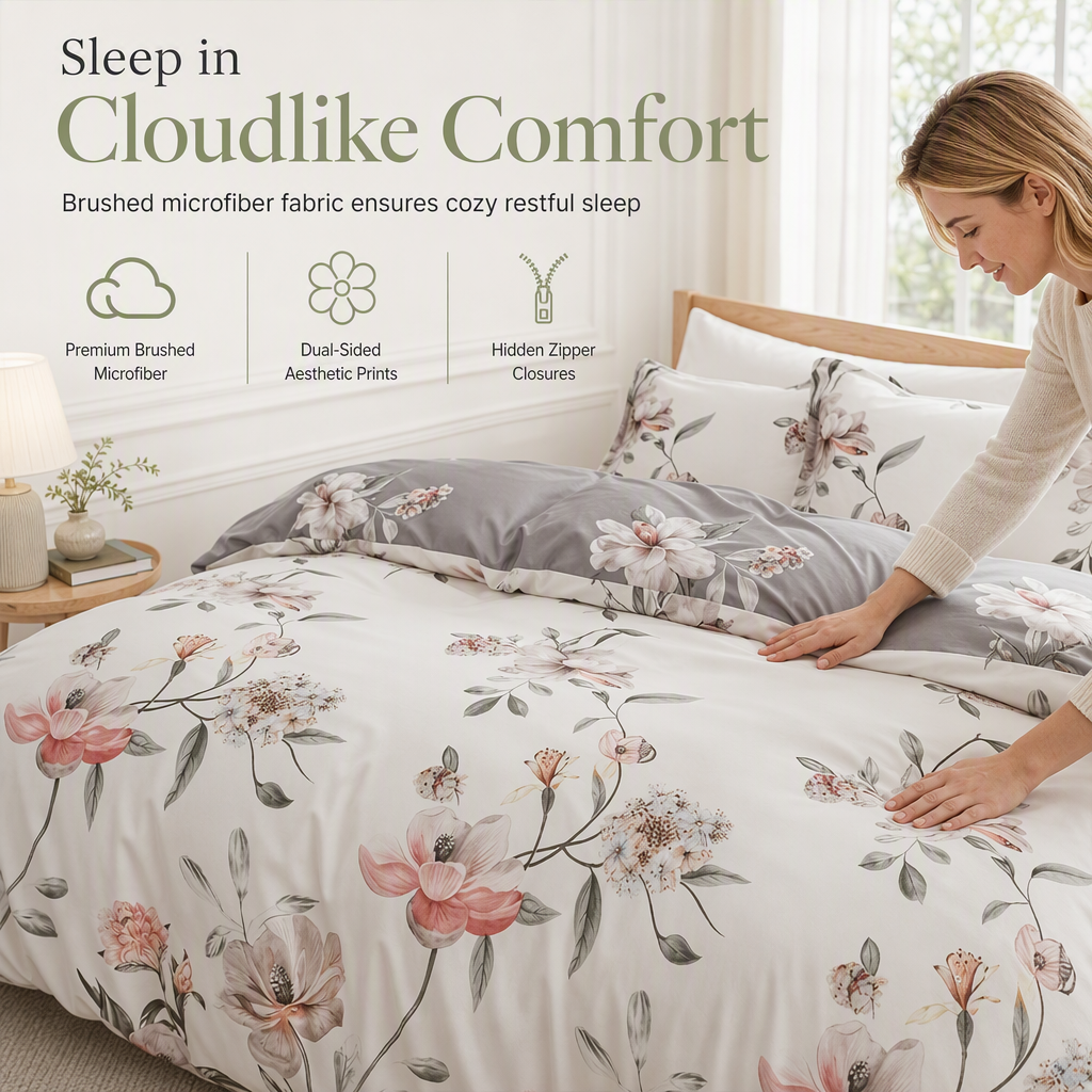 🛏️ 50 % DE RÉDUCTION ! 🌸 Linge de lit à motifs floraux – Doux, confortable et utilisable toute l'année ✨