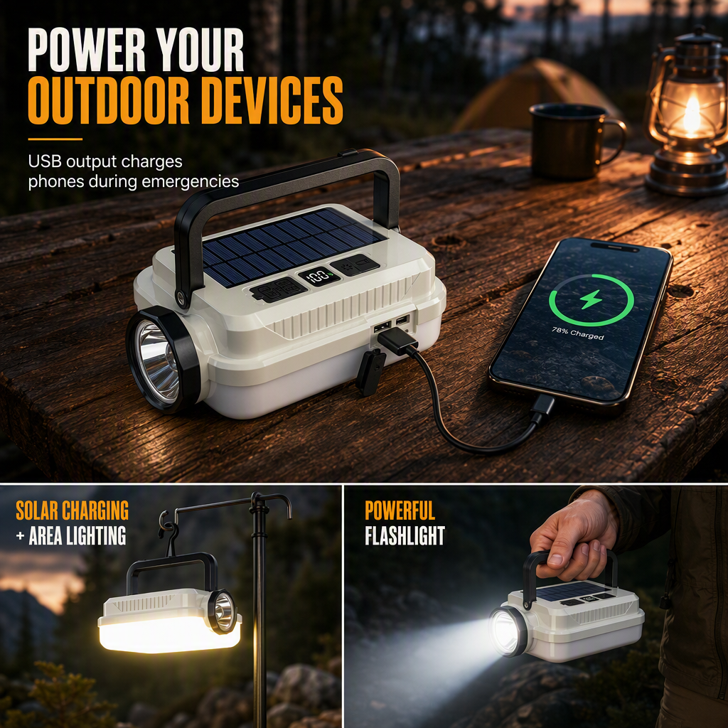 🏕️ PROMO LIMITÉE 50% DE RÉDUCTION ! ☀️ Lanterne de Camping – Rechargeable, Robuste, Polyvalente ✨