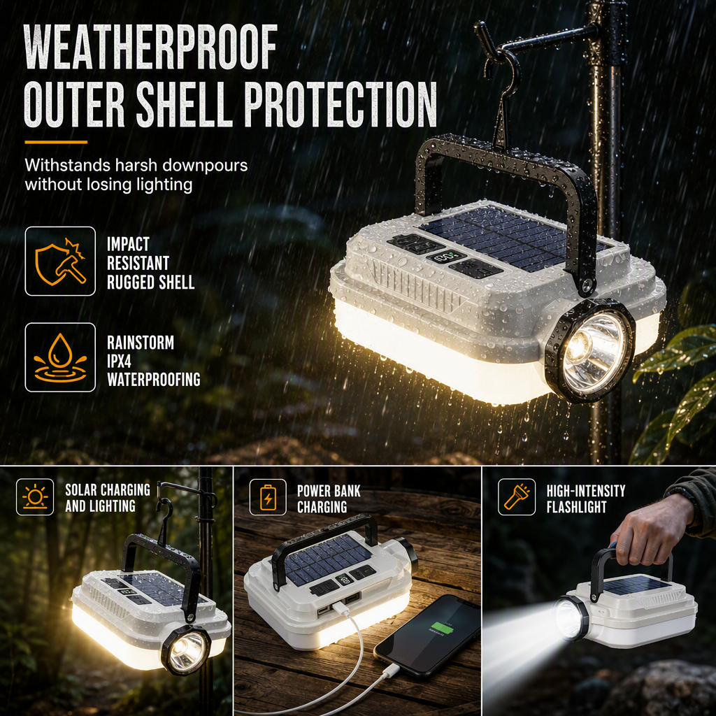 🏕️ PROMO LIMITÉE 50% DE RÉDUCTION ! ☀️ Lanterne de Camping – Rechargeable, Robuste, Polyvalente ✨