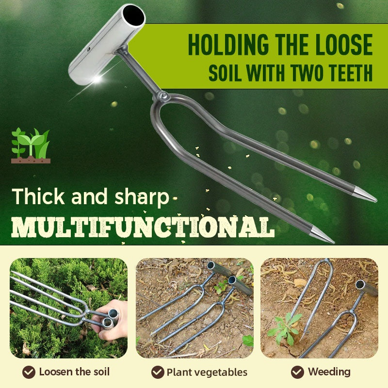 Outil Compact de Désherbage de Jardin à 2 Dents