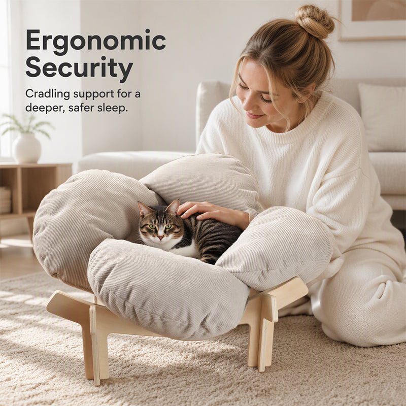 🐾 PROMO FLASH : 50% DE RÉDUCTION ! Lit surélevé en Bois Forme de Pétale – Coussin Velours Côtelé, Design Floral & Socle Aéré for Confort de Votre Animal ✨