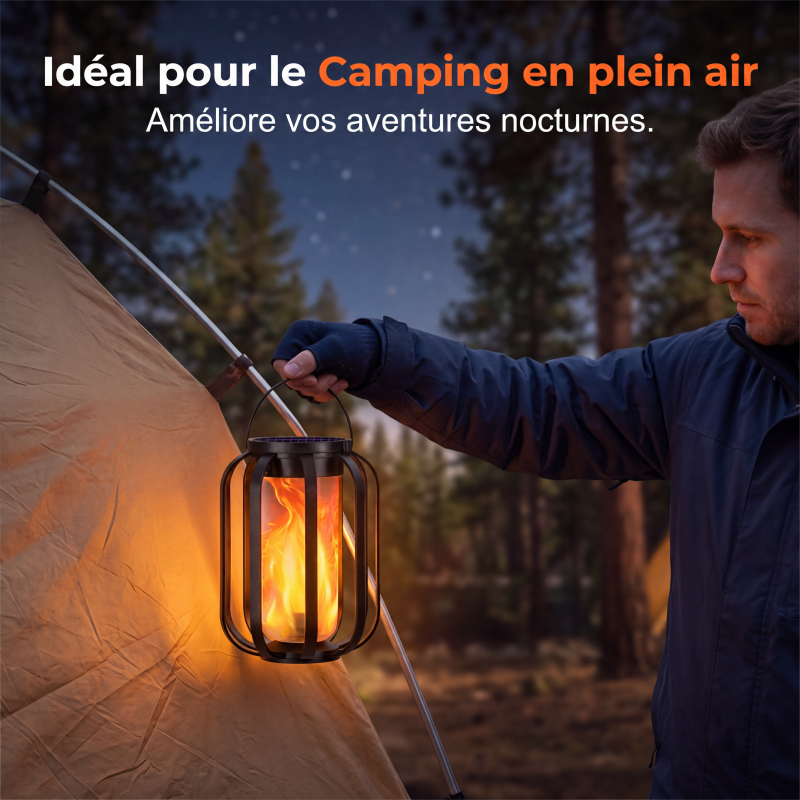 ☀️ Lanterne solaire à flamme vacillante – étanche et automatique – lumière chaude réaliste, parfaite pour les terrasses, les jardins ou les allées – aucun câble nécessaire 🌙