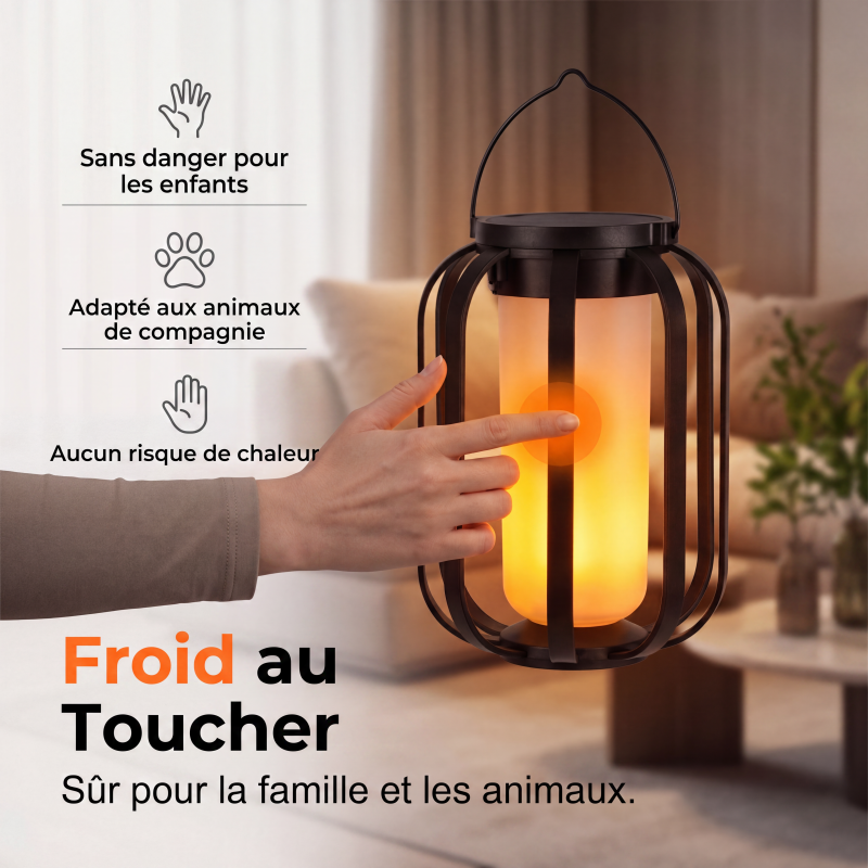 ☀️ Lanterne solaire à flamme vacillante – étanche et automatique – lumière chaude réaliste, parfaite pour les terrasses, les jardins ou les allées – aucun câble nécessaire 🌙