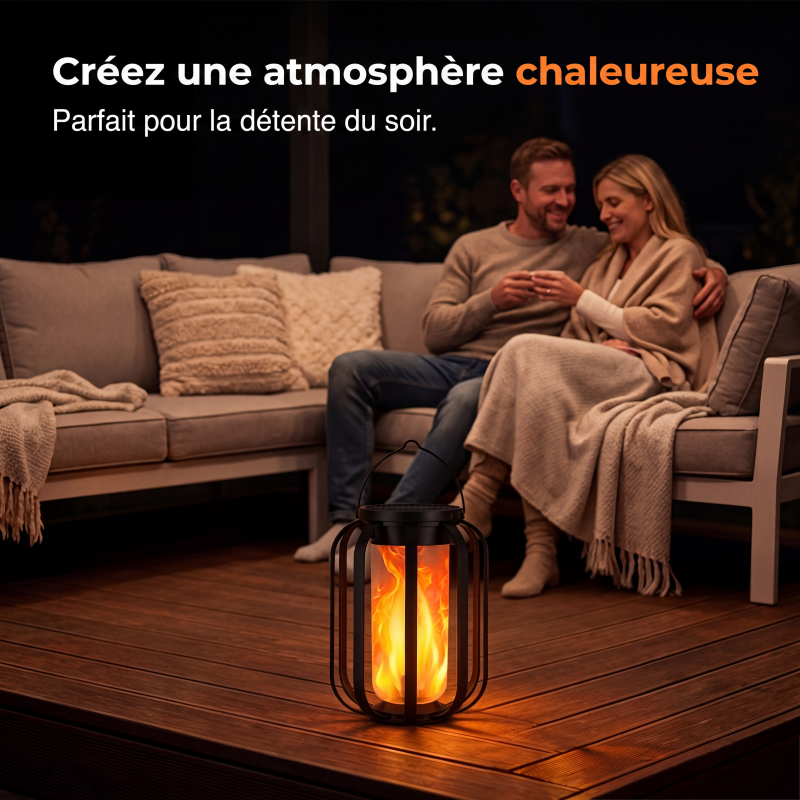 ☀️ Lanterne solaire à flamme vacillante – étanche et automatique – lumière chaude réaliste, parfaite pour les terrasses, les jardins ou les allées – aucun câble nécessaire 🌙