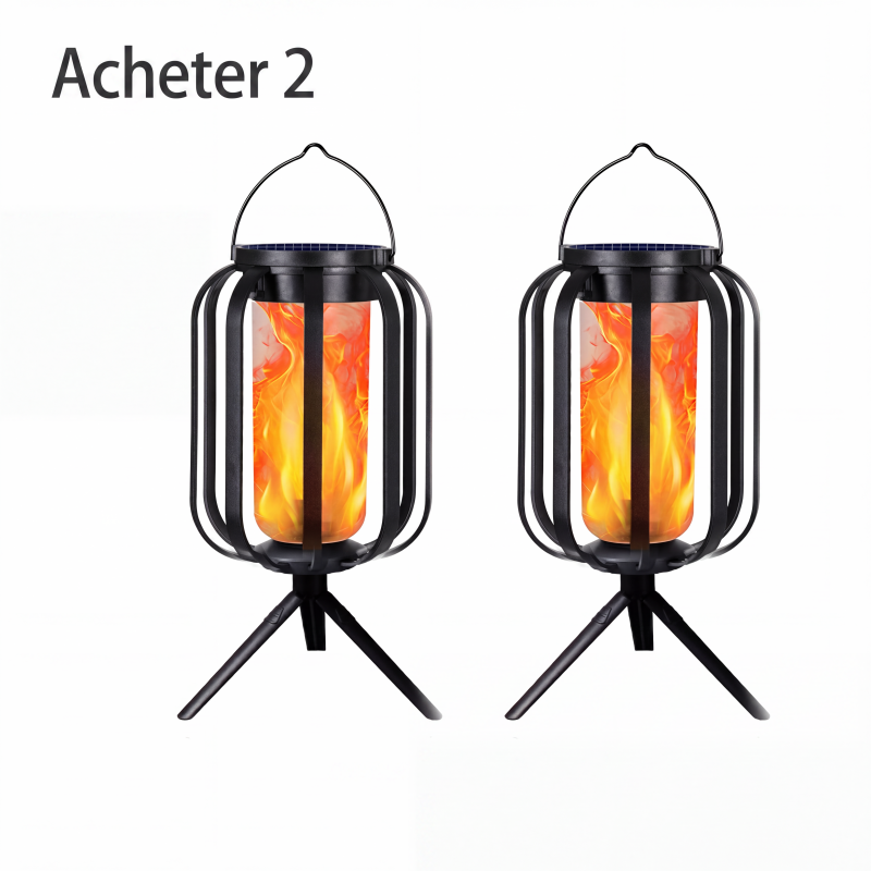 ☀️ Lanterne solaire à flamme vacillante – étanche et automatique – lumière chaude réaliste, parfaite pour les terrasses, les jardins ou les allées – aucun câble nécessaire 🌙