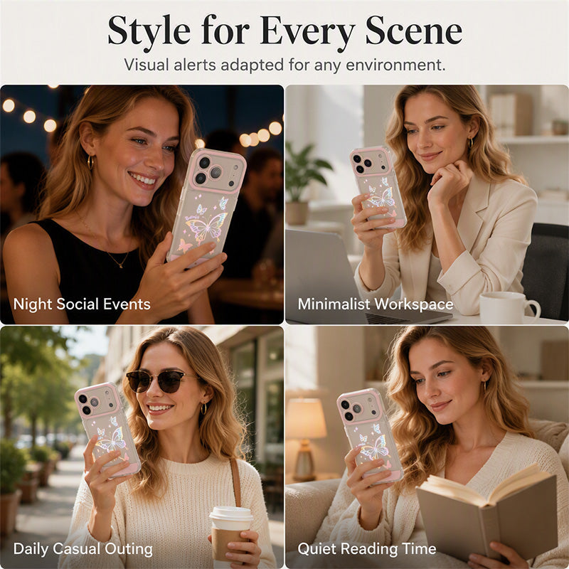 🦋 Coque iPhone Papillon LED Lumineuse – Changement de Couleur au Toucher, Lumière Colorée, Esthétique Y2K Accessoire Fête ✨🌈
