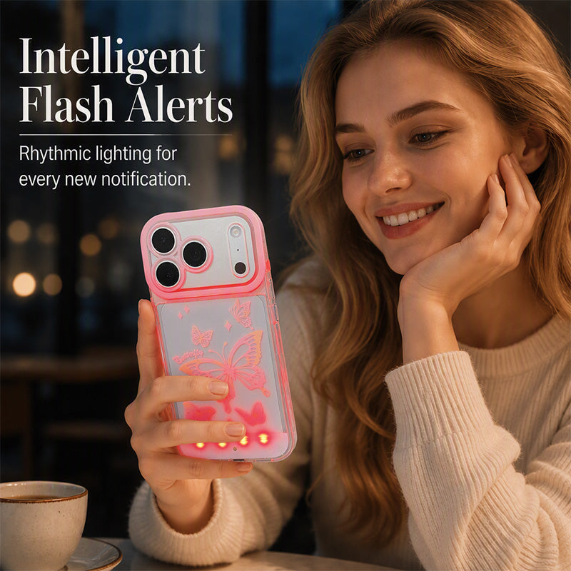 🦋 Coque iPhone Papillon LED Lumineuse – Changement de Couleur au Toucher, Lumière Colorée, Esthétique Y2K Accessoire Fête ✨🌈