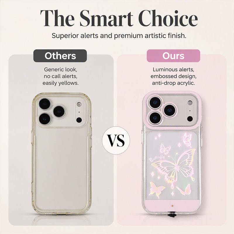 🦋 Coque iPhone Papillon LED Lumineuse – Changement de Couleur au Toucher, Lumière Colorée, Esthétique Y2K Accessoire Fête ✨🌈