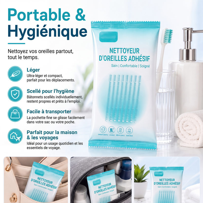 👂✨ -60% ! 🪄Bâtonnets de Nettoyage Auriculaire à Adhérence Douce pour Cérumen Sec.