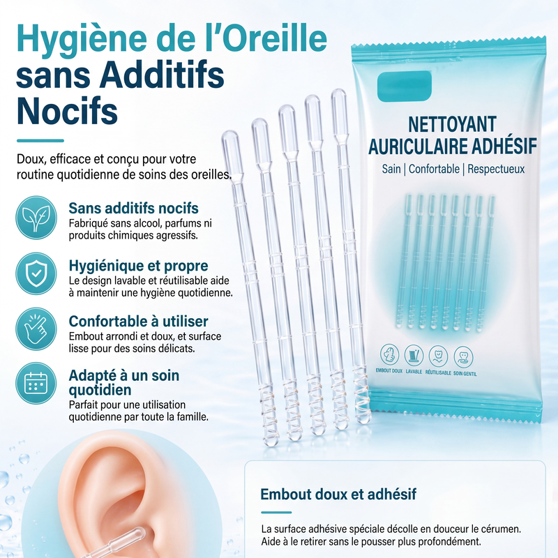 👂✨ -60% ! 🪄Bâtonnets de Nettoyage Auriculaire à Adhérence Douce pour Cérumen Sec.
