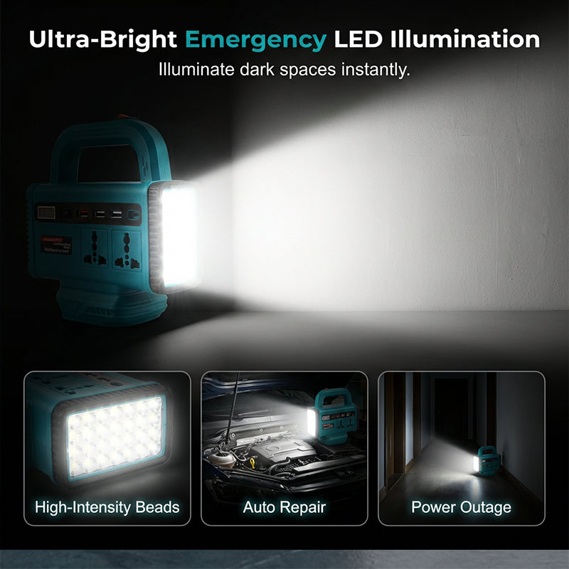 🔌 50% DE RÉDUCTION! 💡 Onduleur portable – Avec lampe LED & usage polyvalent ✨