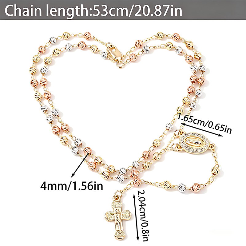 ✝️ PROMO FLASH : 50% DE RÉDUCTION ! Collier Chapelet avec Croix et Perles – Motif Vierge Marie & Finition Dorée for Un Élégant Accessoire Intemporel ✨📿
